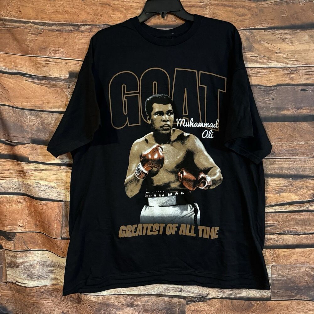 Muhammad Ali Men's 2X T-Shirt Black GOAT Float Like a Butterfly Sting Like a Bee